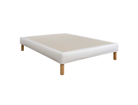 SOMEO - Cache sommier Cache-sommier intégral simili cuir blanc 90 x 190