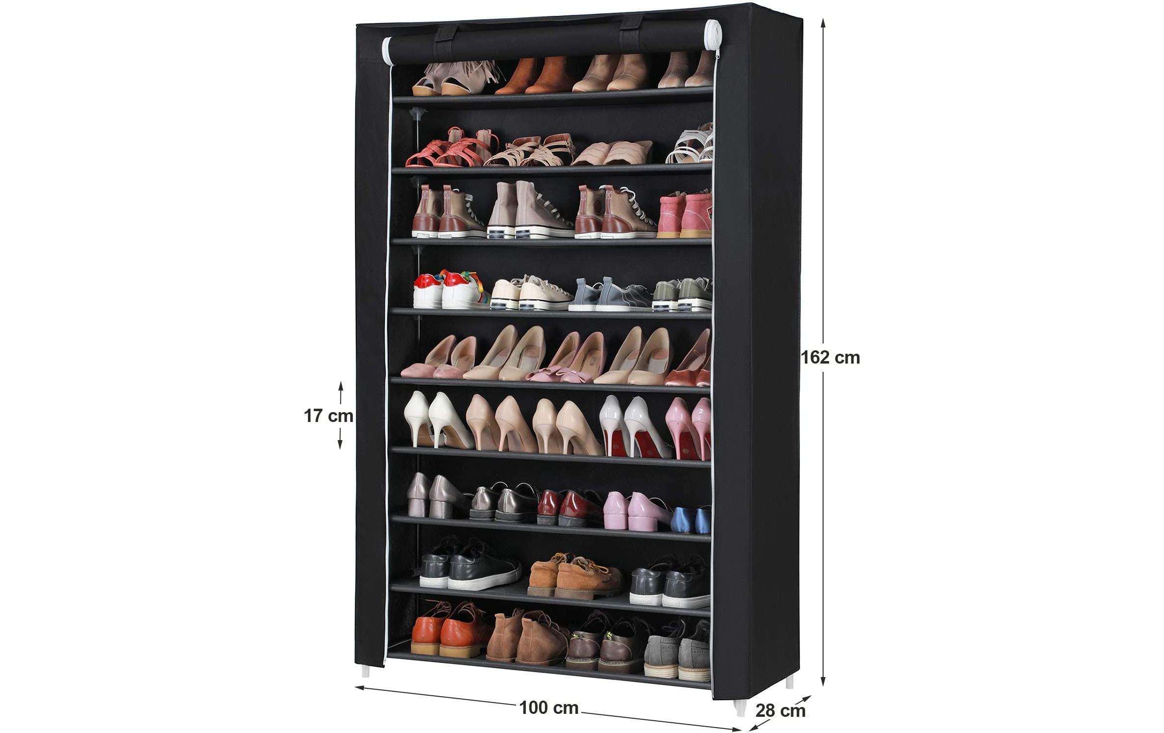 Schuhschrank mit Rolltür 100 x 28 x 162 cm, SchwarzSchuhorganizer