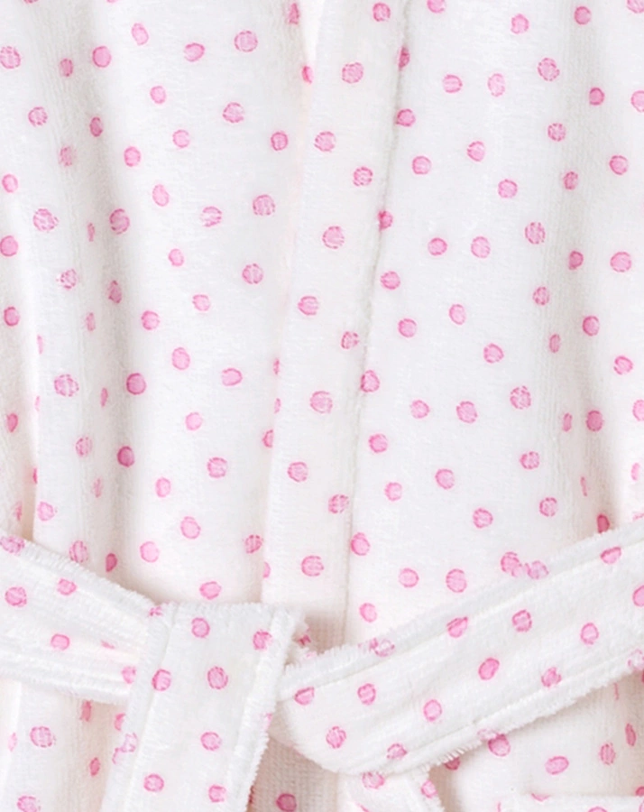 Bademantel FINE DOTTY in weiß/rosa