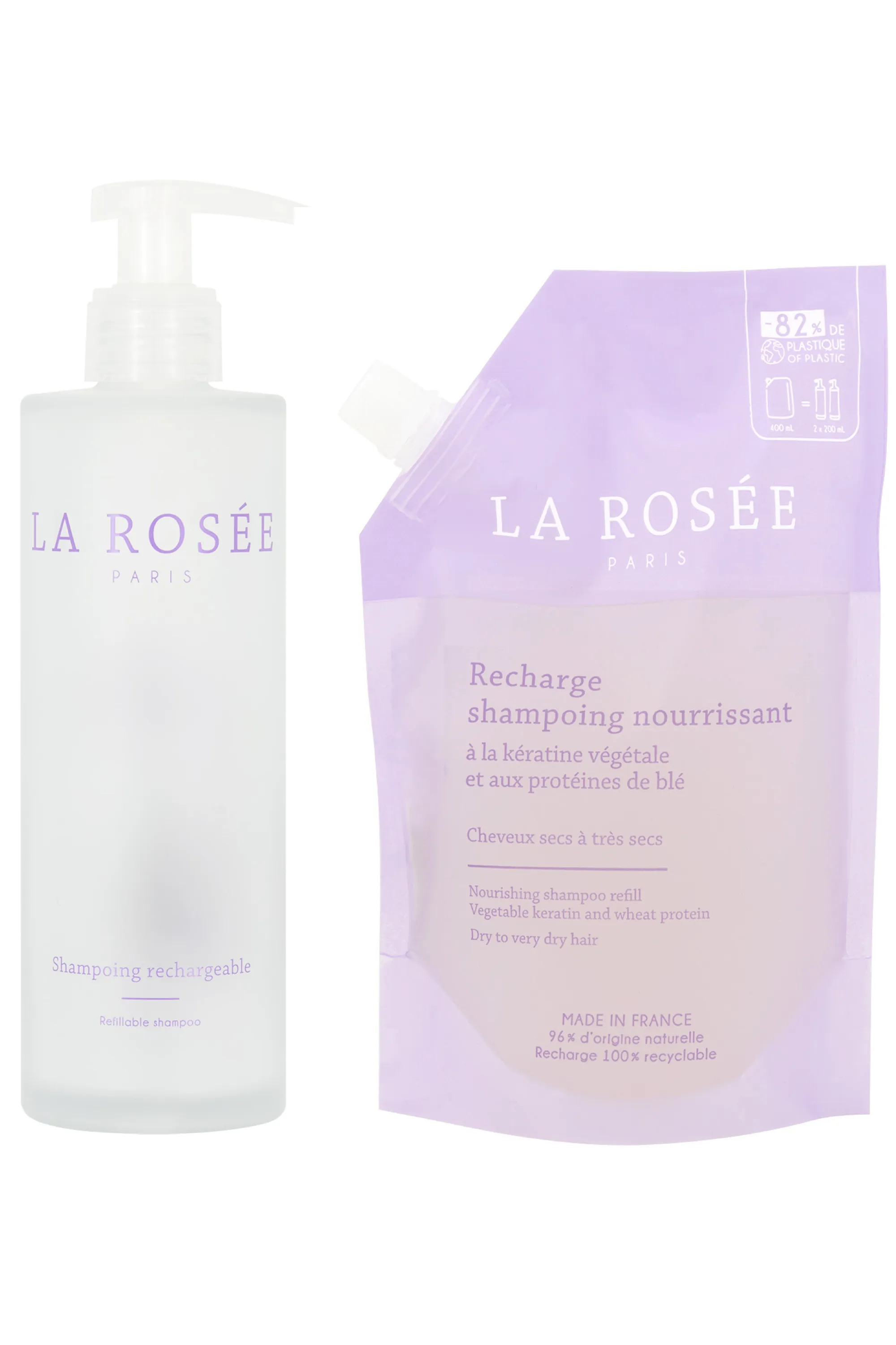 La Rosée Shampoing nourrissant et son flacon rechargeable-400 ml
