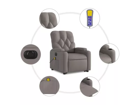 Fauteuil inclinable massant électrique Taupe Tissu