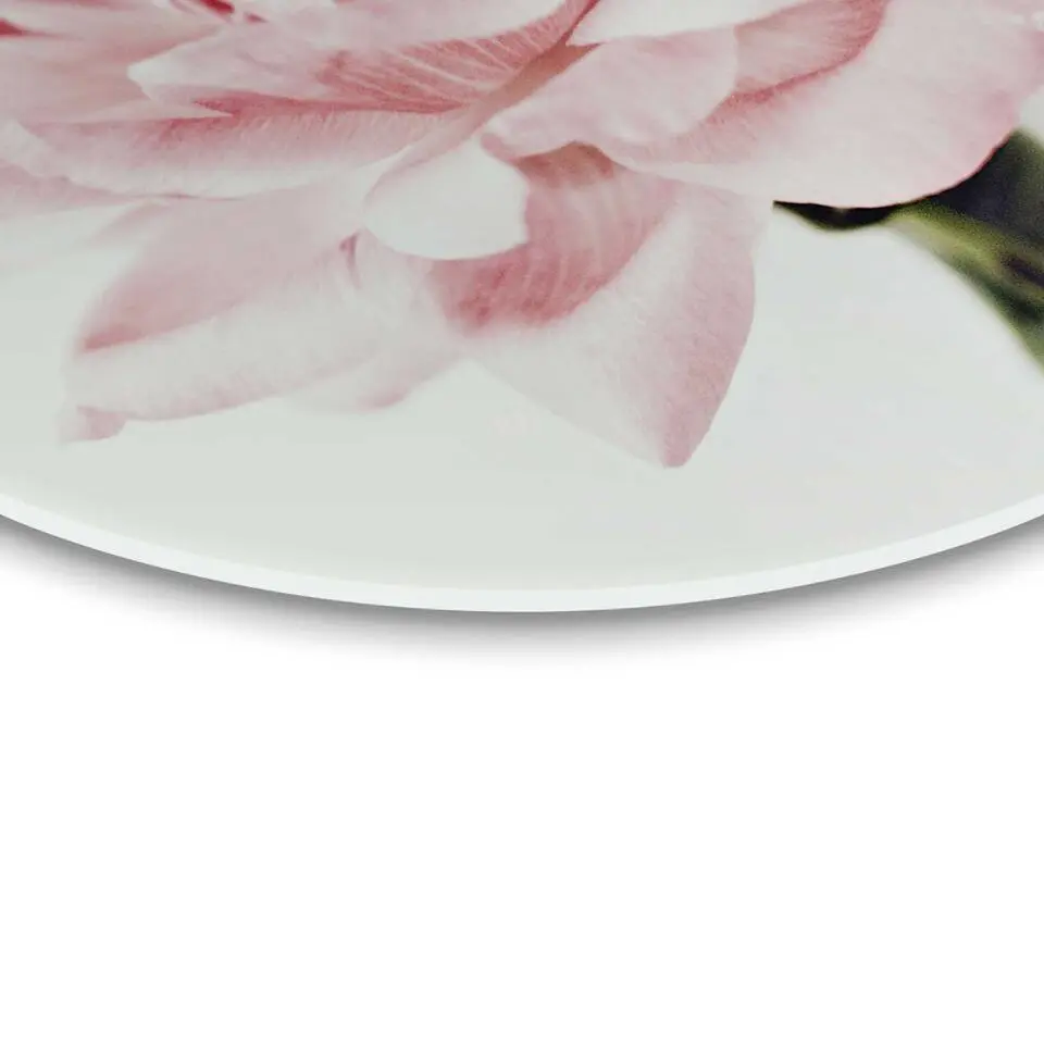 Glasschilderij Pioenroos - Ø 70cm - Roze