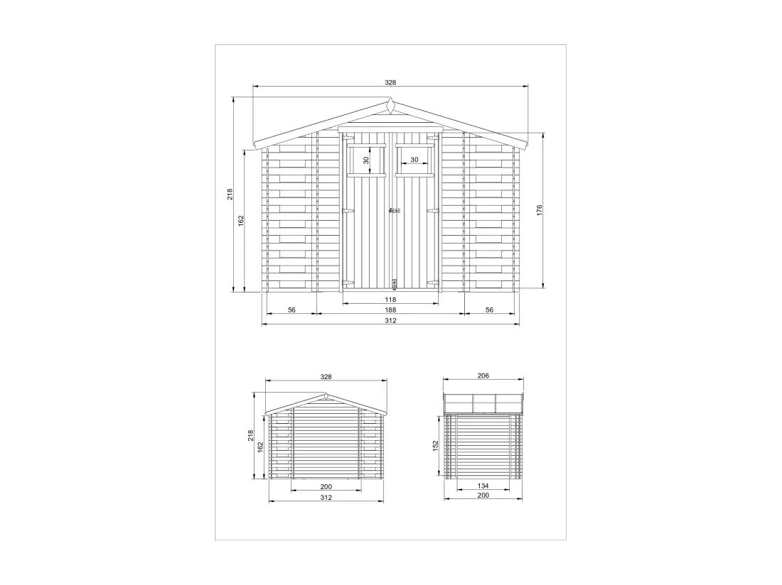 Abri de jardin en bois et range bûches extérieur - 3,53 + 0,97+0,97 m2 - TIMBELA M391