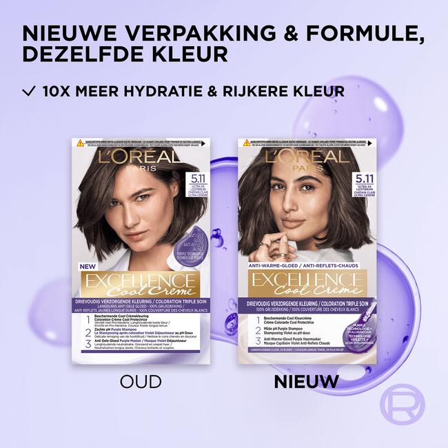 L'Oréal Paris Excellence Cool Creams Permanente Haarverf 5.11 Ultra Ash Lichtbruin
