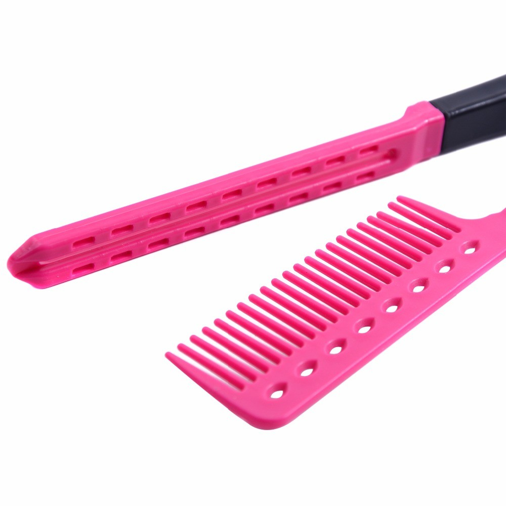 (24cm) Doppelseitiger Friseur Kamm Haar Styling Glättkamm - Pink / Schwarz