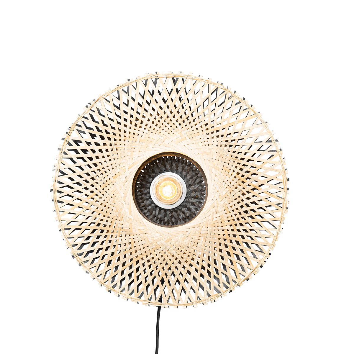 Smart wandlamp bamboe 30 cm met stekker incl. Wifi P45 - Rina