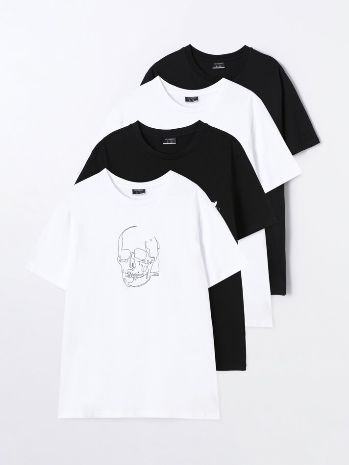 Pacote com 4 camisetas estampadas - Brancas