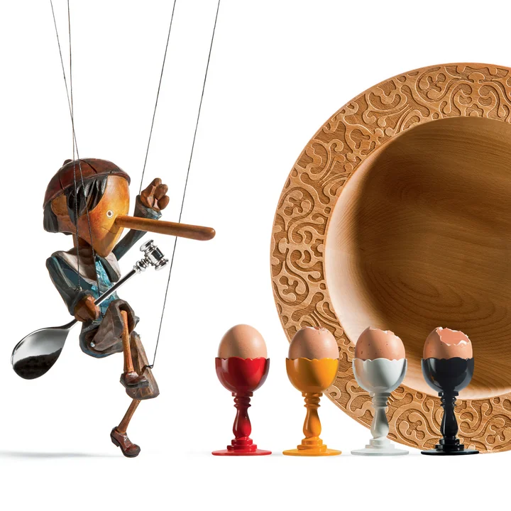 Alessi - Dressed Eierbecher und Eierlöffel, weiss