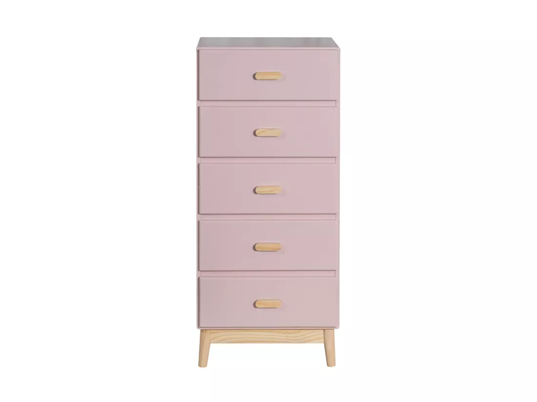 Commode Mobili Rebecca Orchidea 115x50x40 MDF Pin Rose Marron Scandinave À Monter