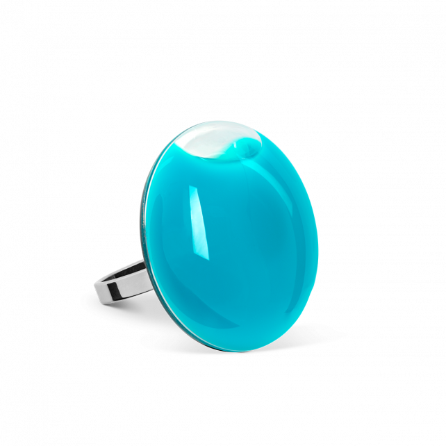 Bague en verre soufflée - Galet Mini Milk