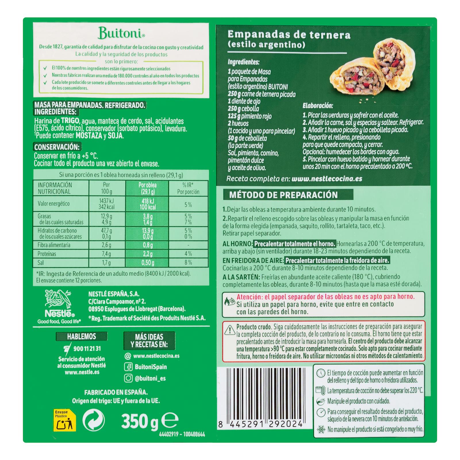 Pâte épaisse pour empanadas Buitoni à l'argentine