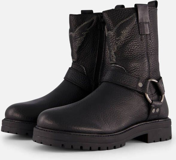 Vingino Carice Biker boots zwart Leer Dames