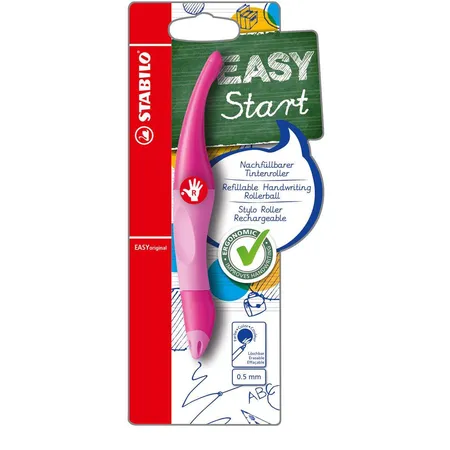 Ergonomischer Tintenroller für Rechtshänder - STABILO EASYoriginal in pink hell/dunkel - Einzelstift - Schreibfarbe blau (löschbar) - inklusive Patrone