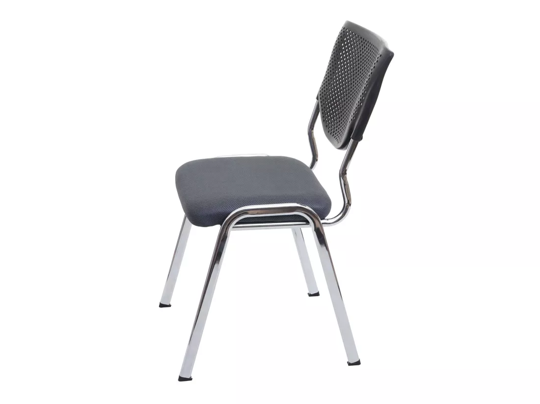 Chaise visiteur H401 Empilable (lot de 2), siège gris foncé, pieds chromés