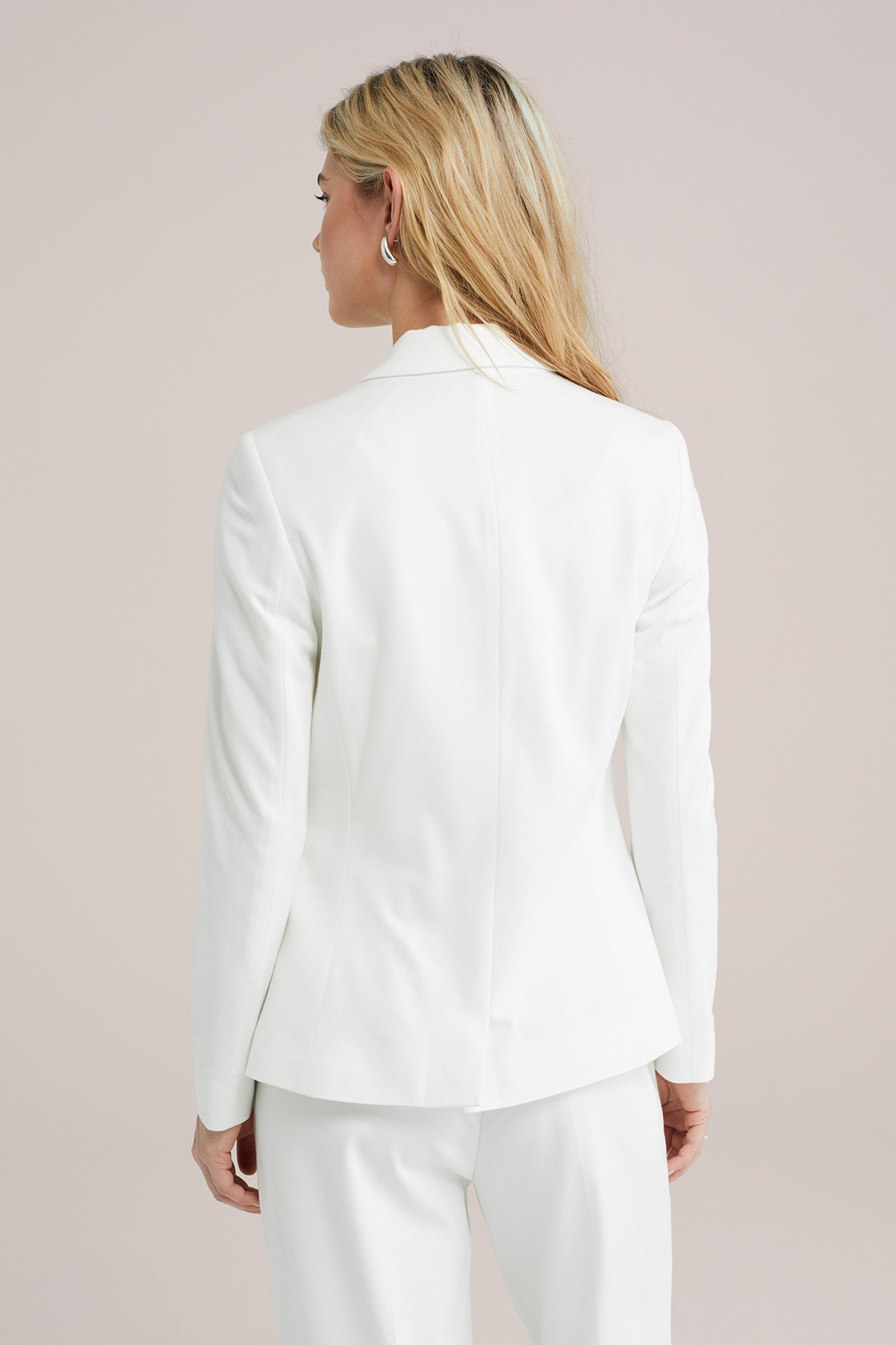 getailleerde jersey-stretch blazer WE Fashion Wit