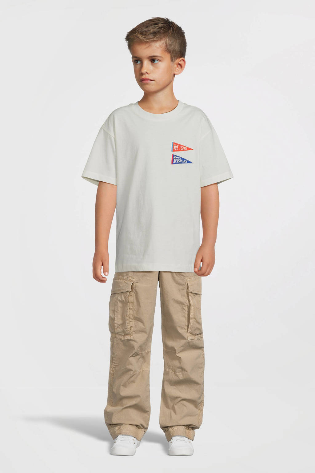 REPLAY T-shirt met printopdruk offwhite