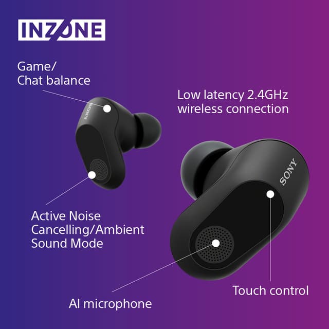 Sony Inzone Buds gaming in-ear høretelefoner (sort)