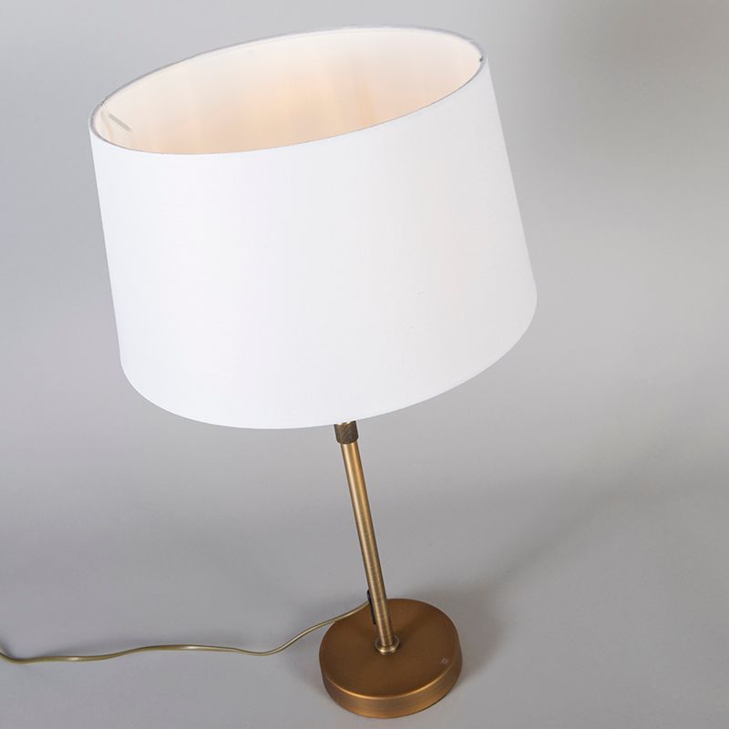 Tafellamp brons met kap wit 35 cm verstelbaar - Parte