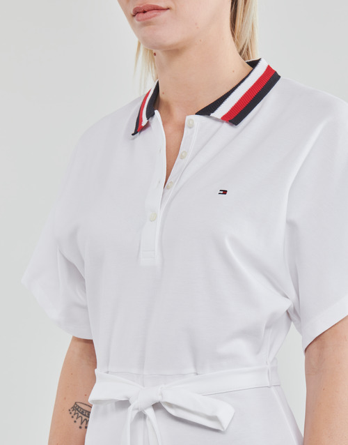 Tommy Hilfiger - GBL STP FLARE MIDI POLO DRESS SS - Blanc