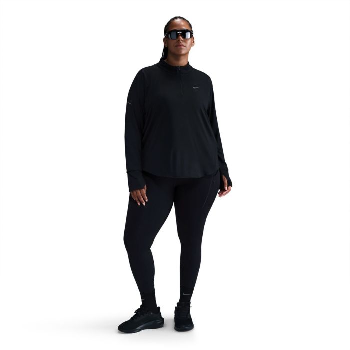 Nike Dame Mellemlag Dri-Fit Swift Element HZ Top (Plus Size) Sort