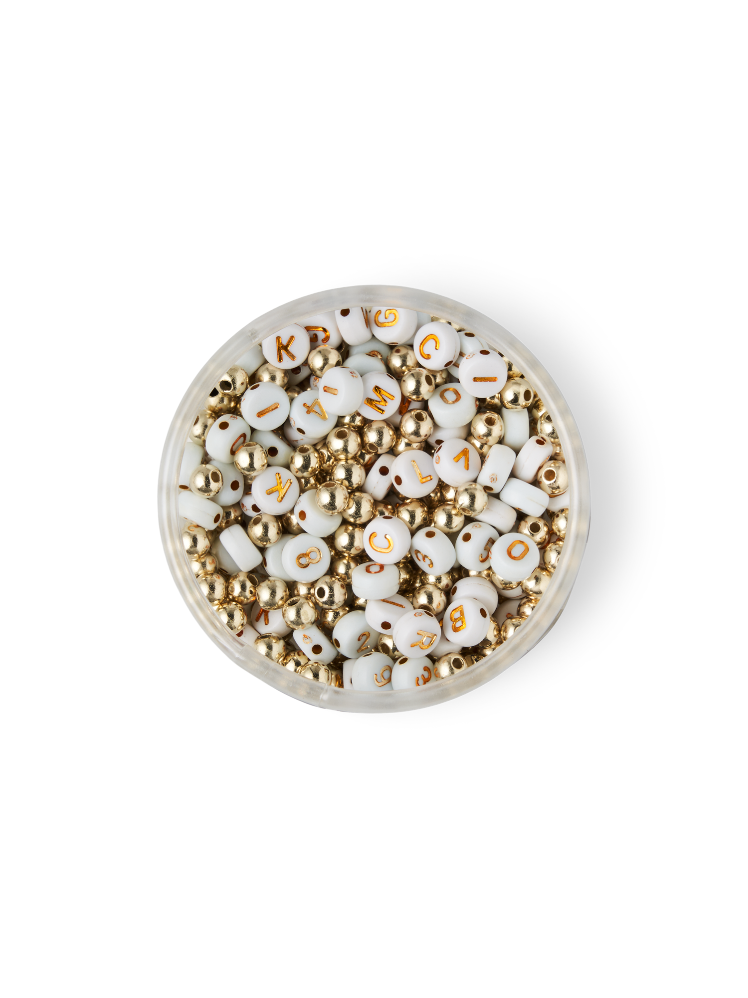 Perler | Polystyren/akryl. 30 g. Ø4,6 mm/Ø6,8 mm. | Gold, White