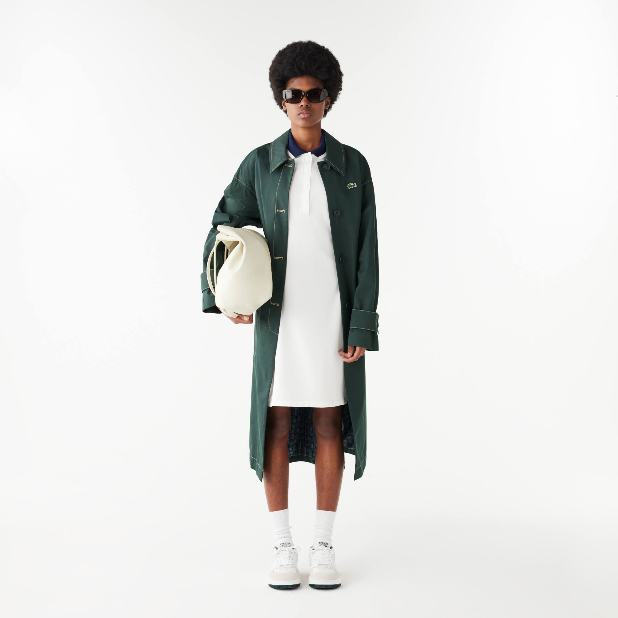 Robe en mini piqué extensible fabriquée en France Robes & Jupes - Blanc - Lacoste - Femme