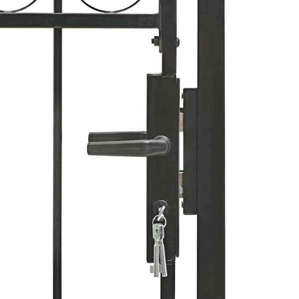 vidaXL Hageport med buet topp stål 100x125 cm svart