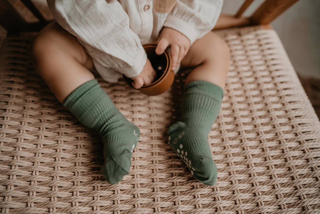 Blijf-Sokjes met anti-slip nopjes 18-24 mnd Calming Green