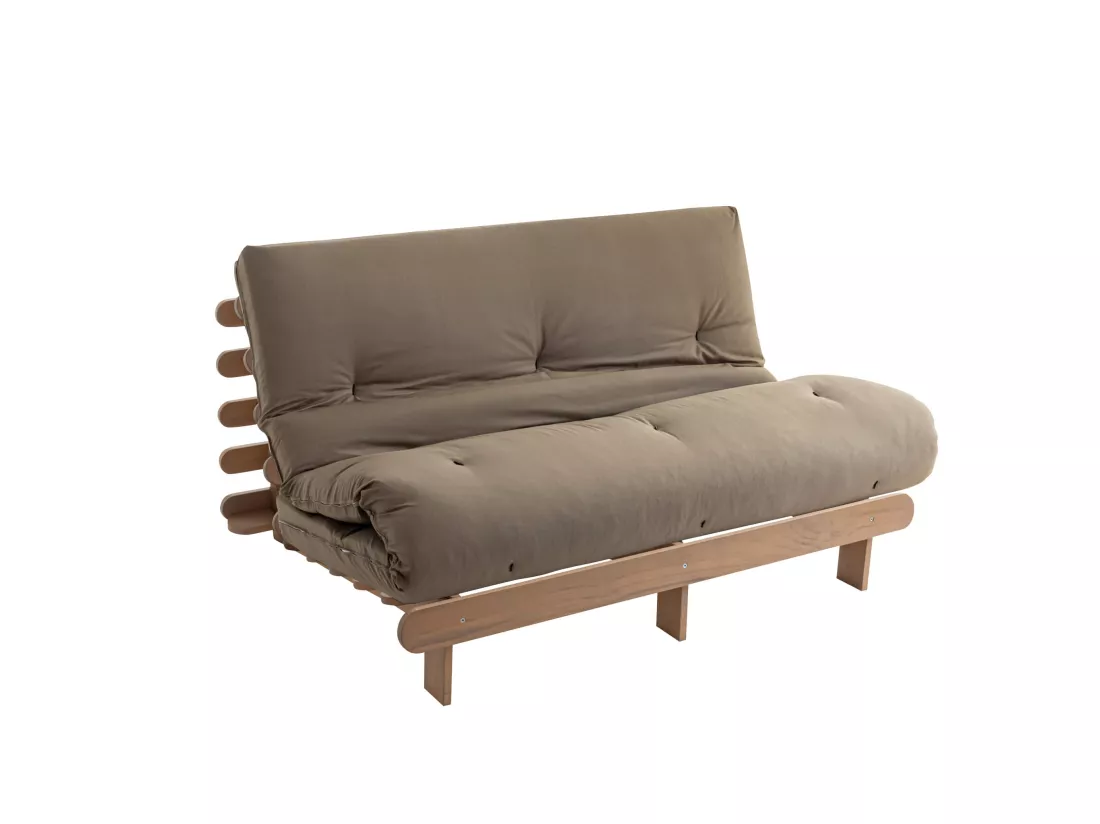 Matelas futon coeur en mousse à mémoire de forme, taupe 90x200