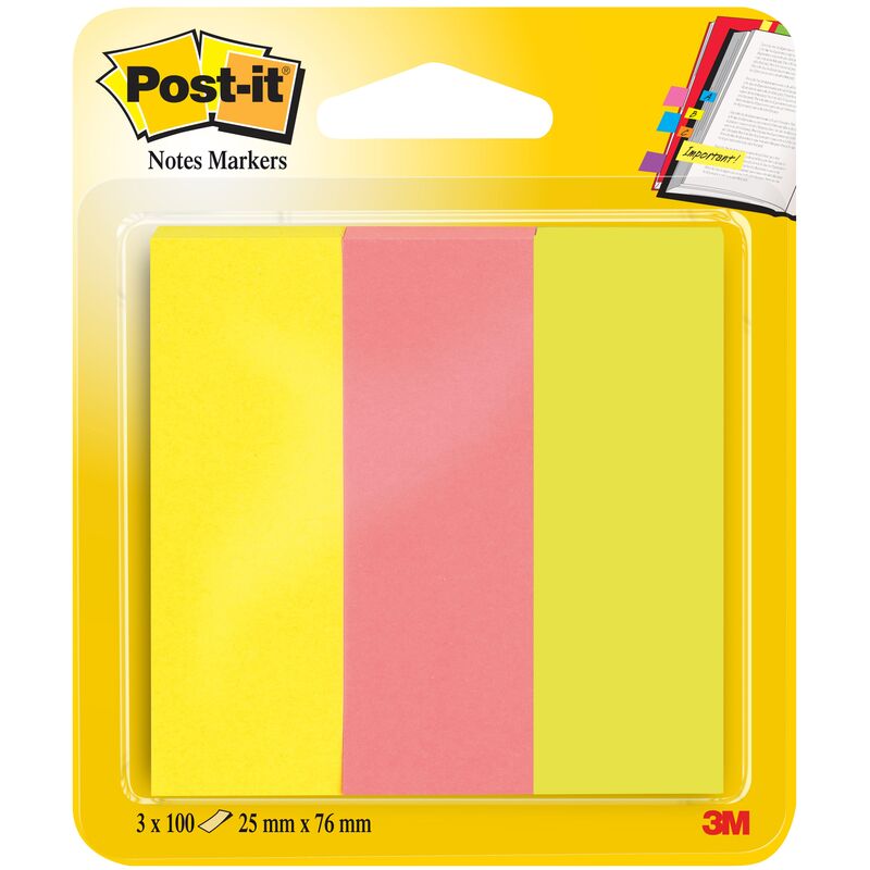 Post-it Index Marker, Papier, 25 x 76 mm, 3 x 100 Blatt