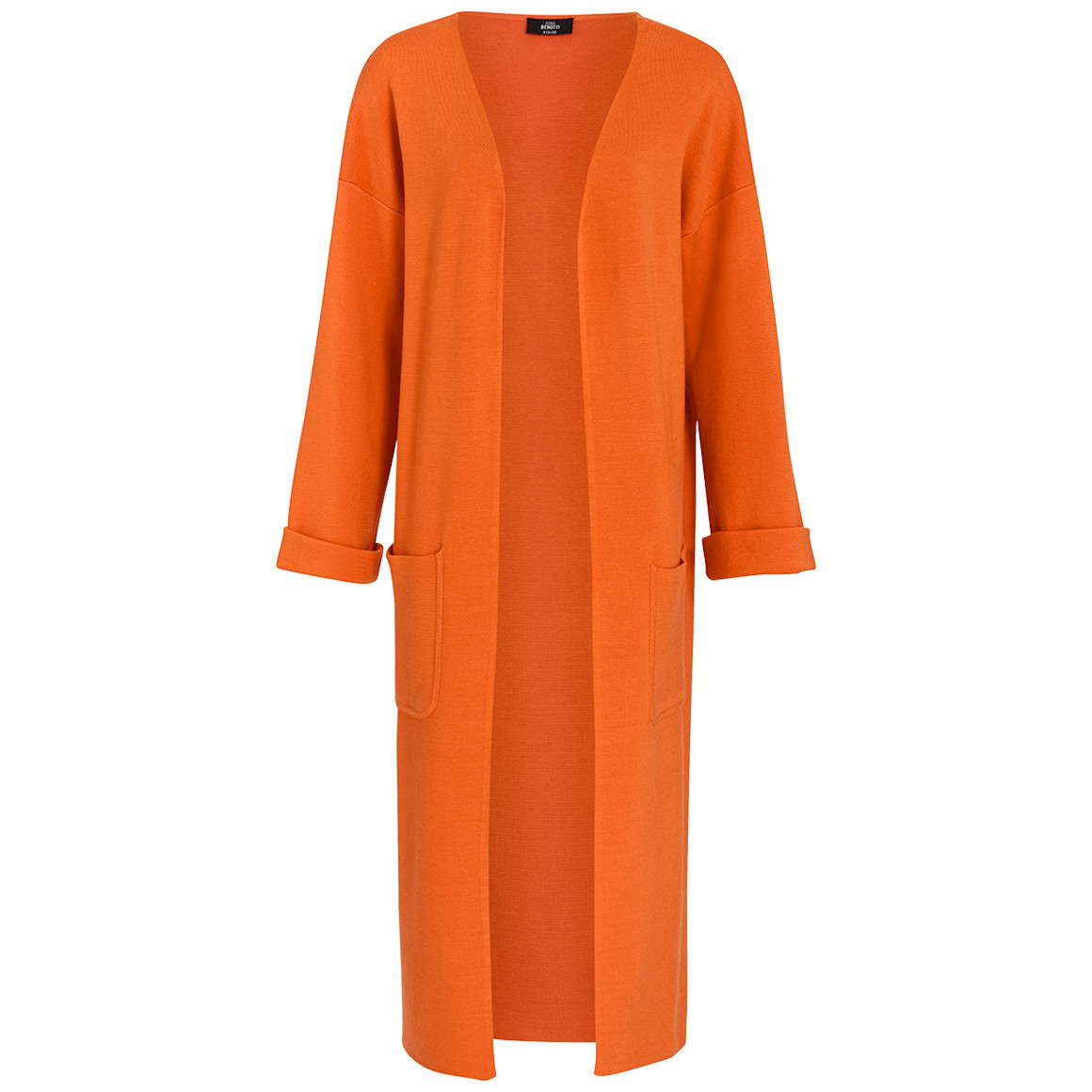 Gina Benotti Damen Strickjacke lang geschnitten orange