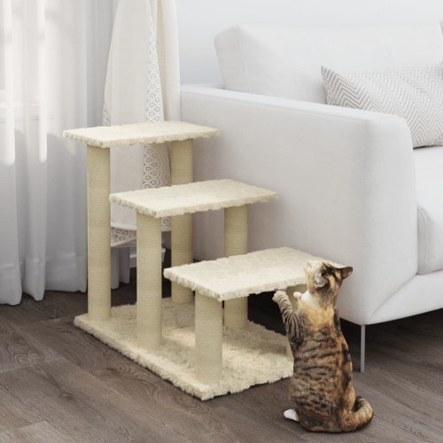 Arranhador para gatos Vidaxl em formato de escada, cor creme