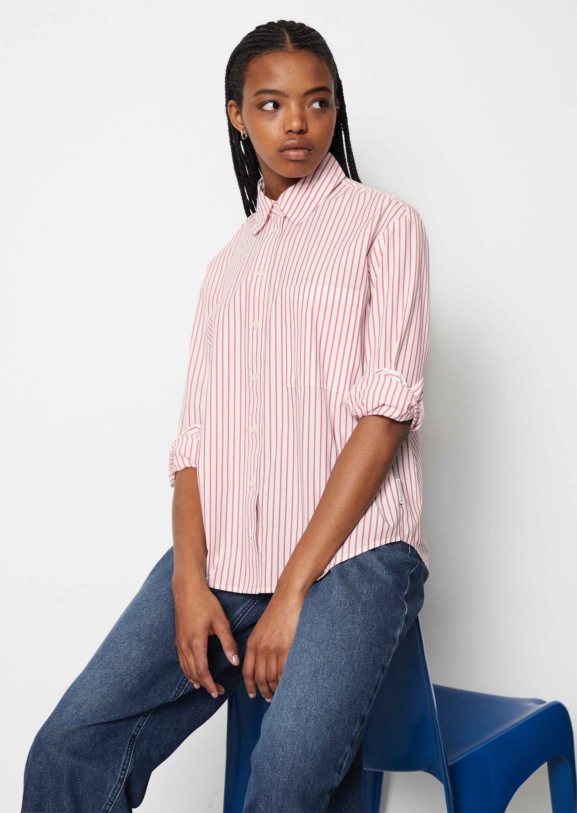 Streifen-Hemd loose aus reinem Organic Cotton