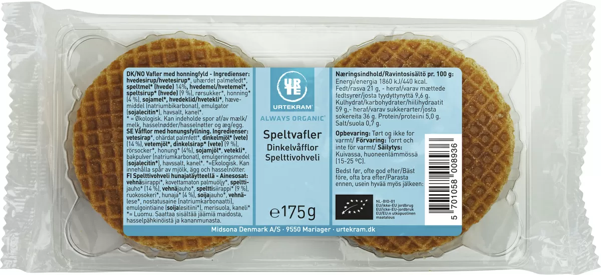 Urtekram Spelt Vafler Ø - 175 g.