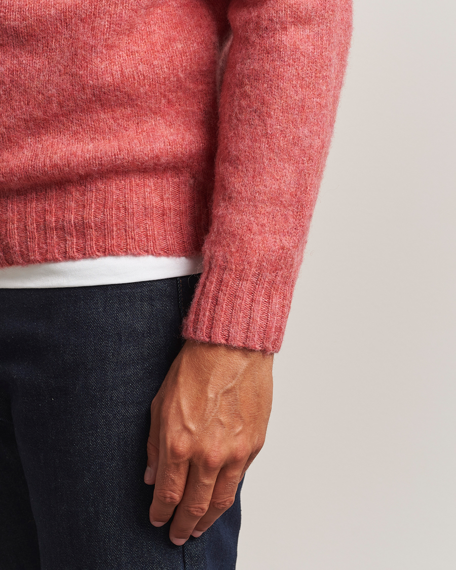 Harley Of Scotland Brushed Supersoft Lambswool Crewneck Tea Rose