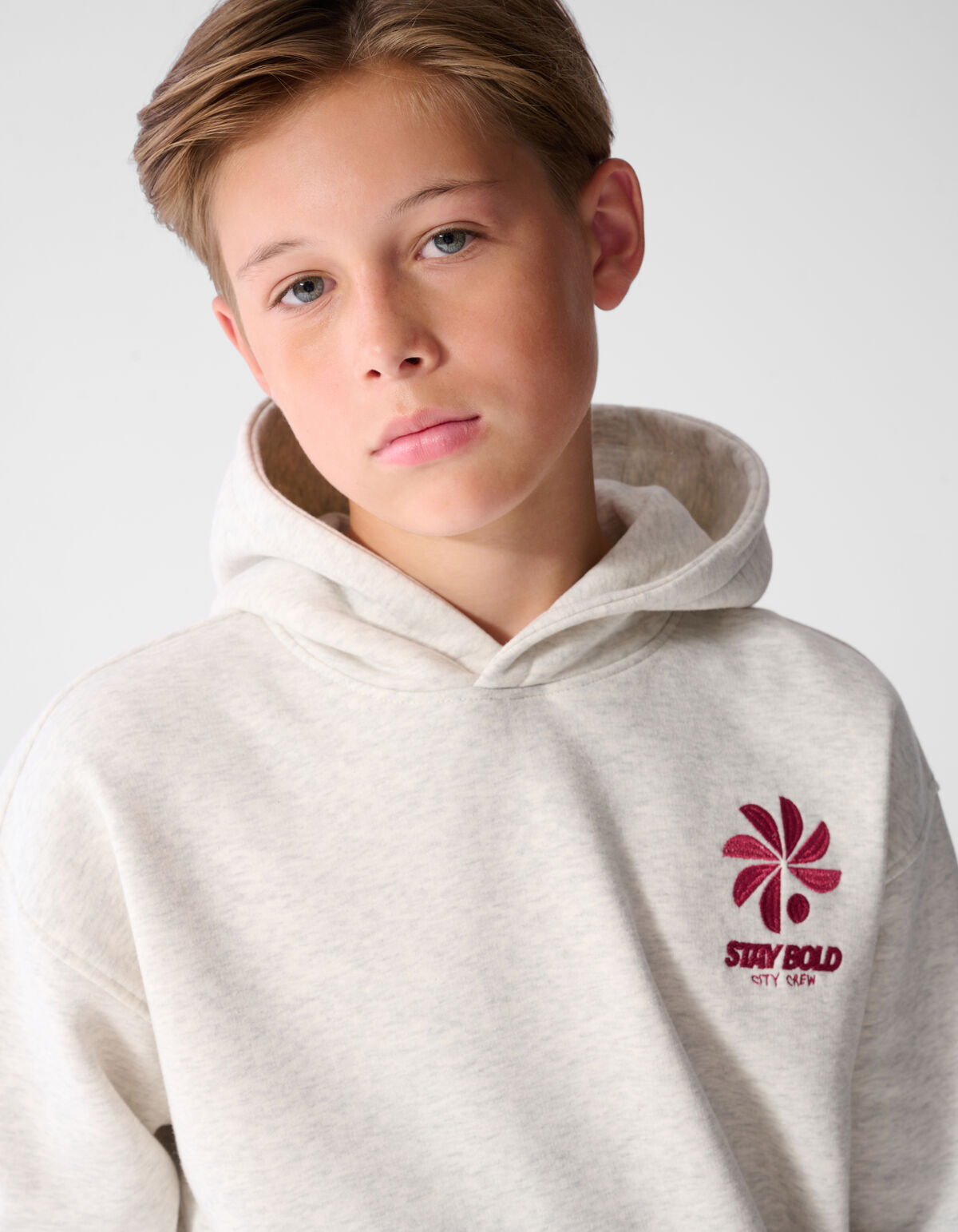 Oversized Fit Bold Artwork Hoodie Lichtgrijs