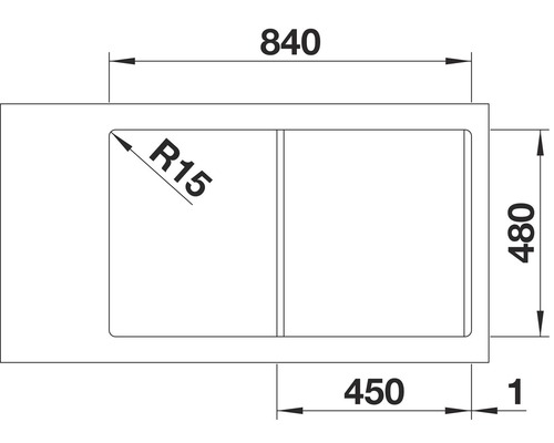 Blanco CLASSIMO 45 S-IF spoelbak, 860 x 500 mm, geborsteld roestvrij staal, 525330, 1 bak, zonder afdruiprek, bak rechts