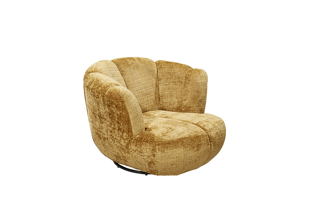 Drehbarer Sessel DIAMOND senfgelb Chenille Cremona 360°