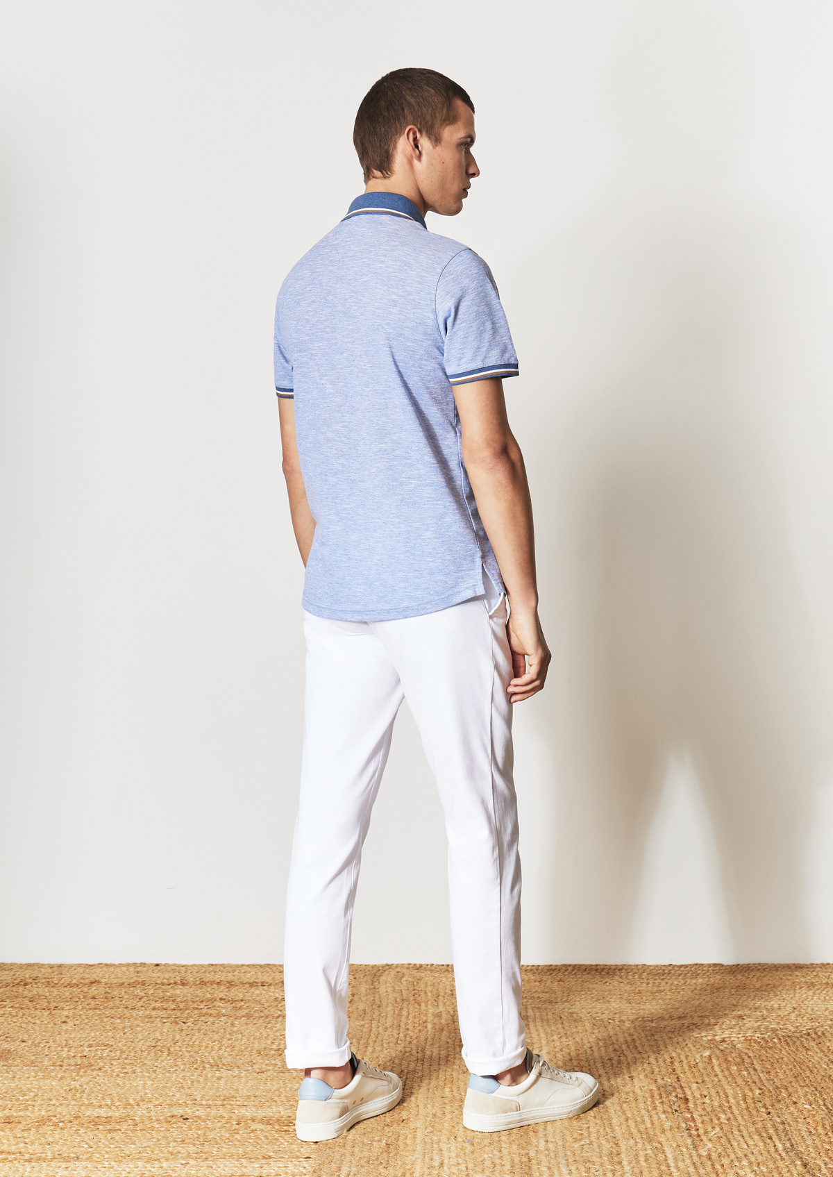 Chino slack skinny en coton stretch uni blanc