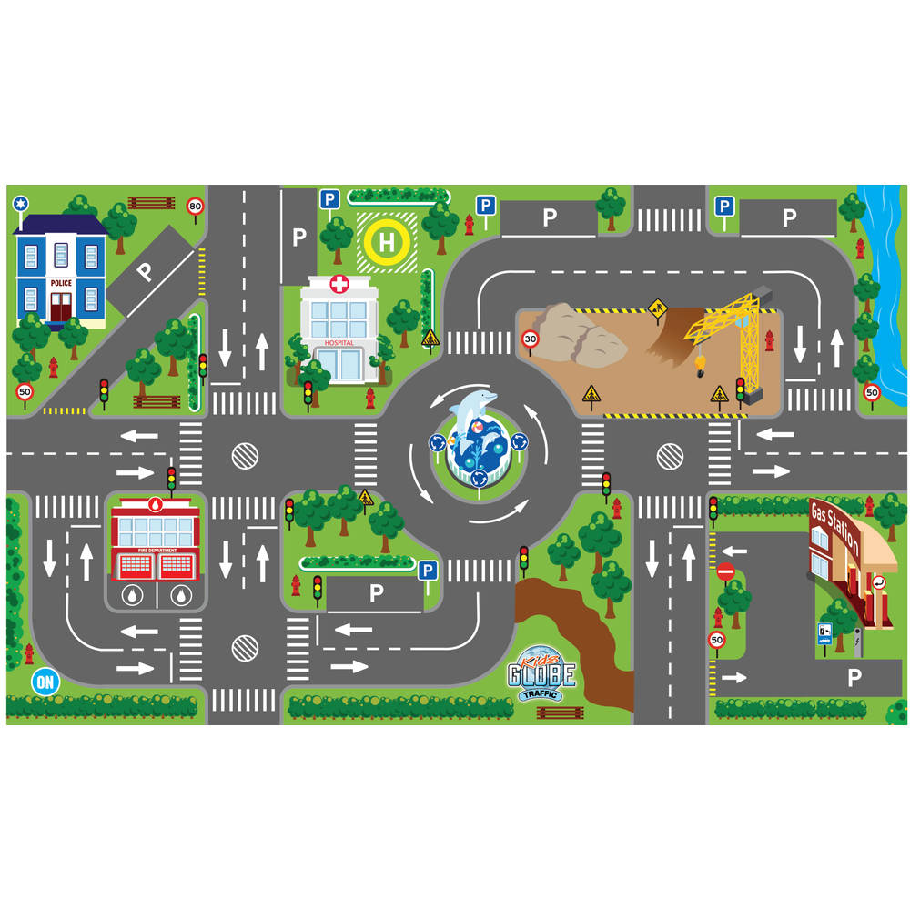 Kids Globe verkeerskleed met LED verkeerslichten - 72 x 120 cm