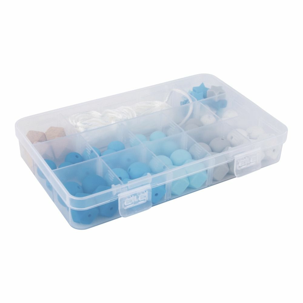Coffret de perles en silicone - bleu