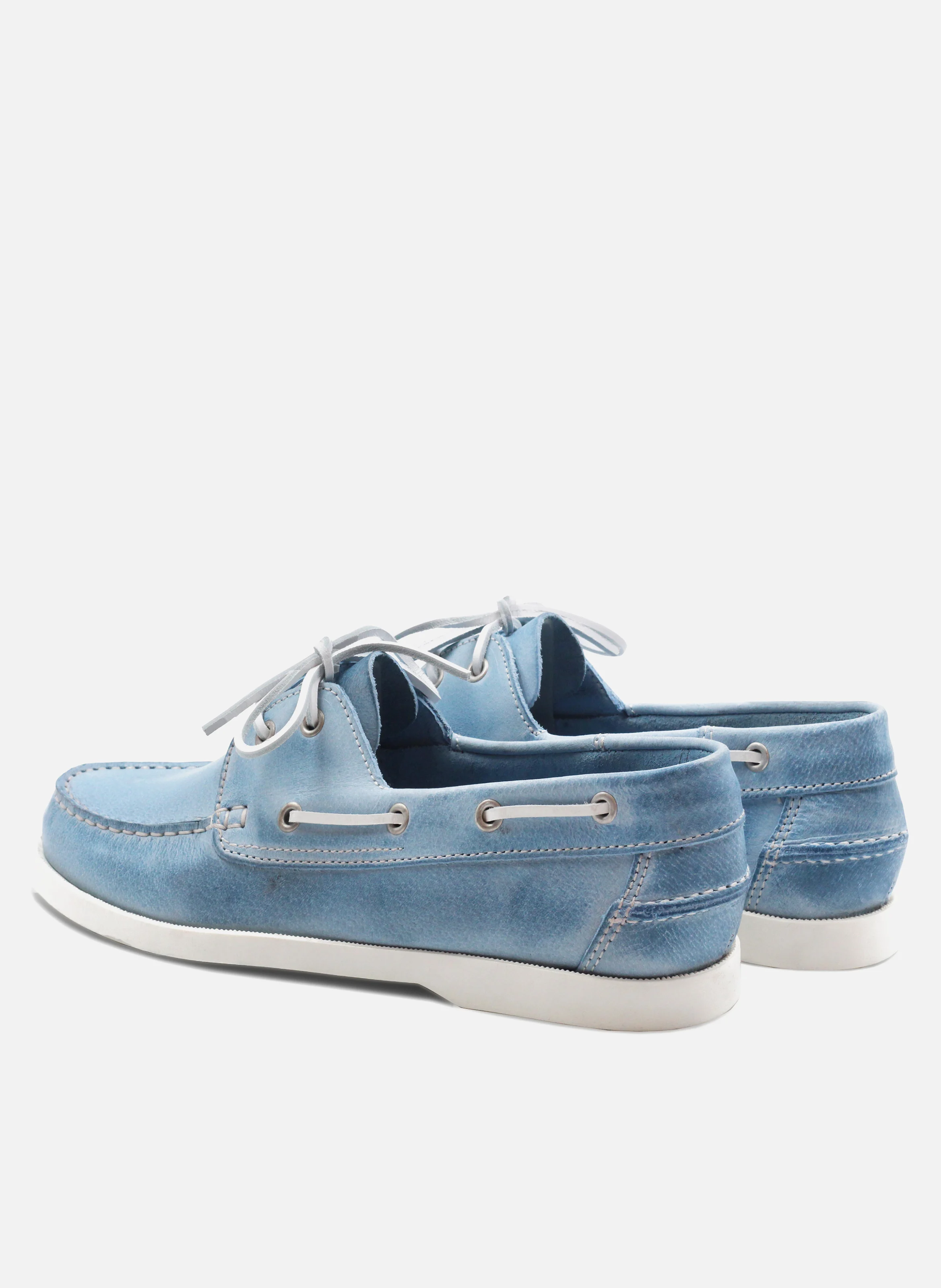 Chaussures bateau cuir mat brossé | Bleu