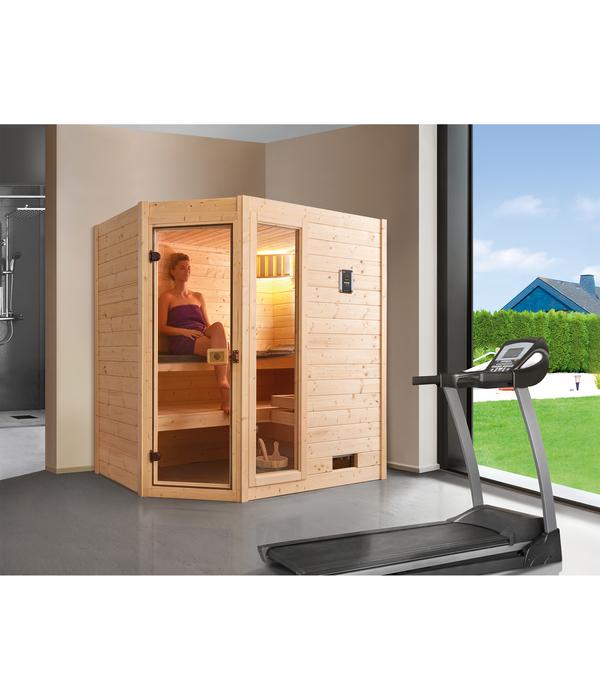 Weka Ecksauna Valida mit Glastür und Fenster
