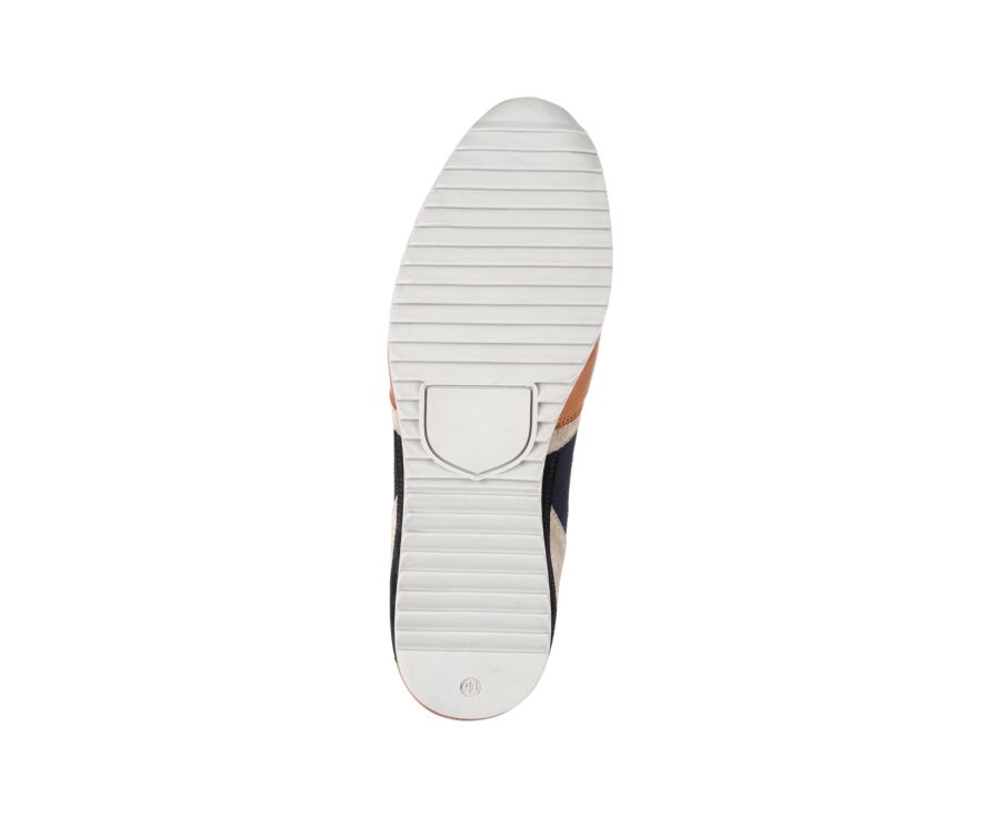 Sneakers homme Châtaigne Patiné et Velours Marine - CORUNNA