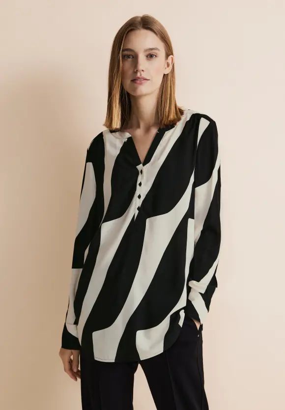 Print Viskosebluse - Black