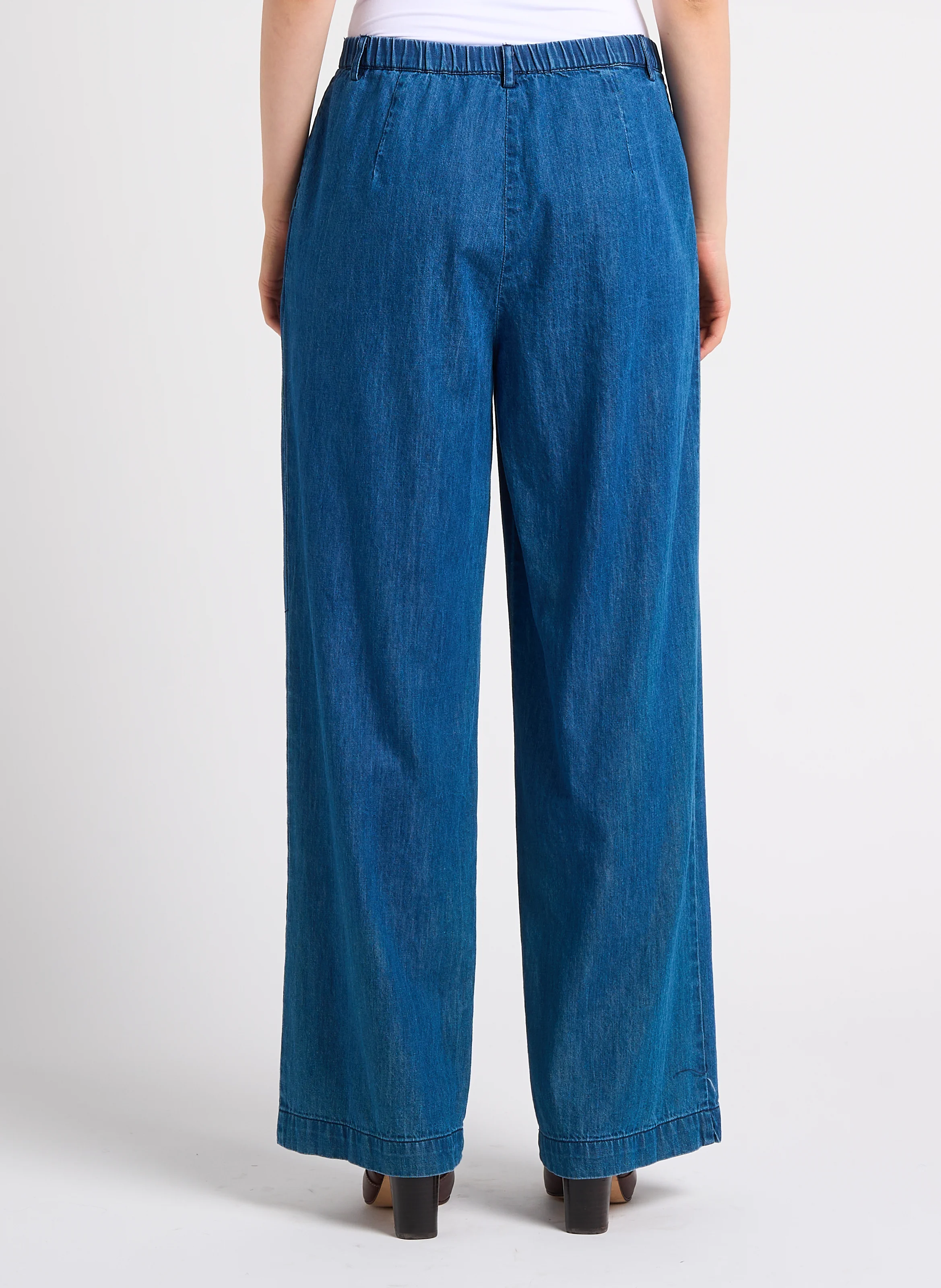 Pantalon large en coton | Bleu