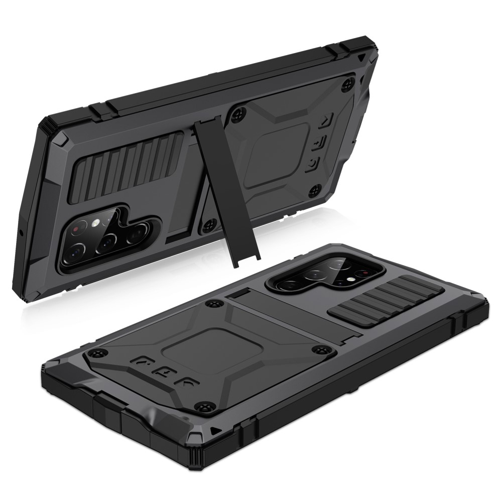 Samsung Galaxy S23 Ultra 5G Hybrid Hardcase Hülle   Kickstand Aufsteller - Schwarz