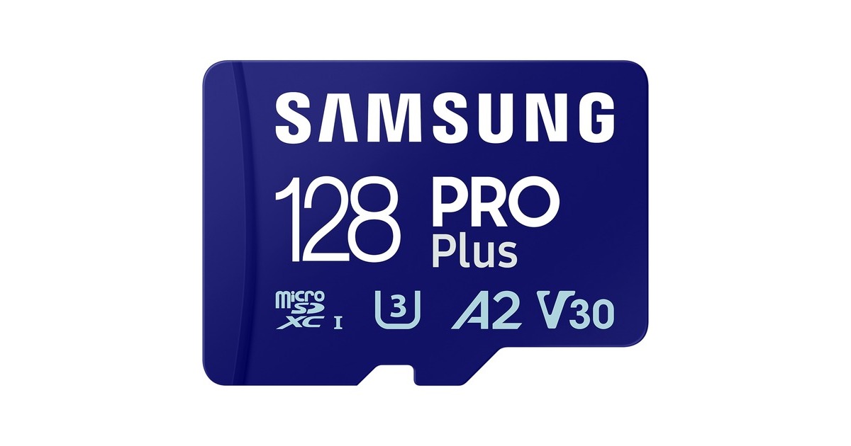 SAMSUNGPRO Plus 128 GB microSDXC (2023) geheugenkaart  (Blauw, UHS-I U3, Class 10, V30, A2)
