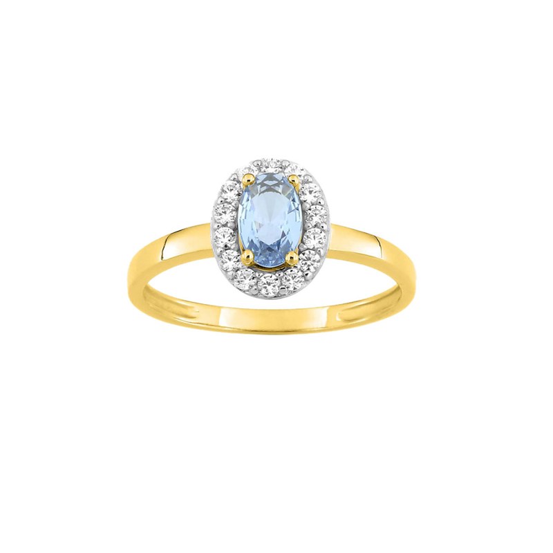 Bague femme - aigue marine - Or 18 Carats