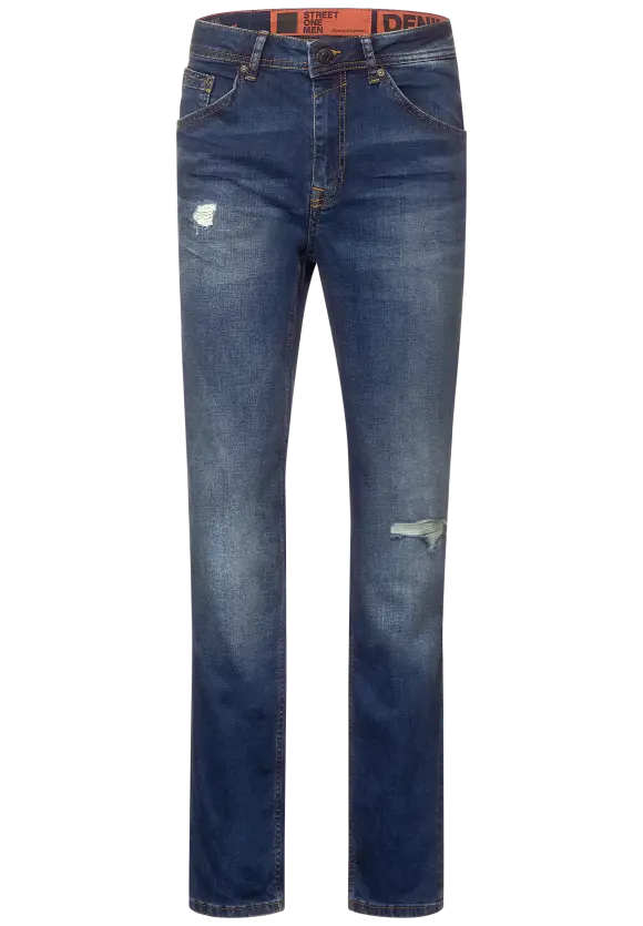Slim Fit Jeans - indigo blue heavy random wash